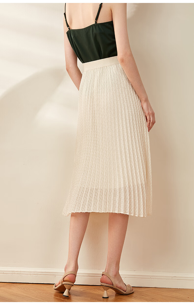 yh·mw杏色半身裙女中长款2020夏季新款a字裙小个子显瘦高腰百褶裙