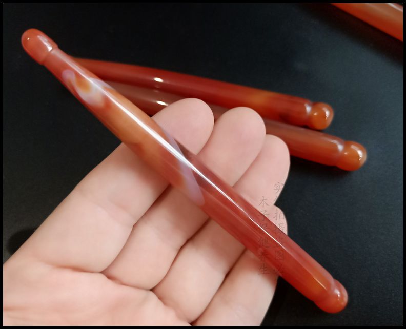 天然玛瑙玉石棒美容按摩棒脸部刮痧板面部拨经棒眼部点穴棒拨筋棒 红