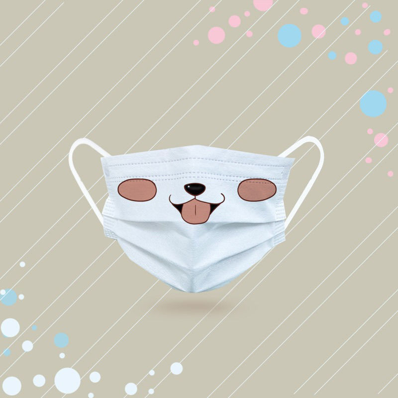 腮红三层彩色印花口罩可爱逗趣动物脸口罩个性图案口罩小猪鼻子10片装