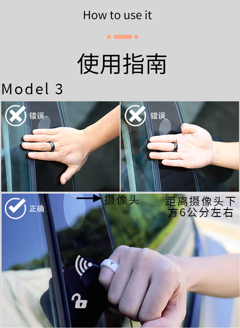 适用于特斯拉model3y丫nfc智能戒指钥匙2021神器配件原厂卡片钥匙改装