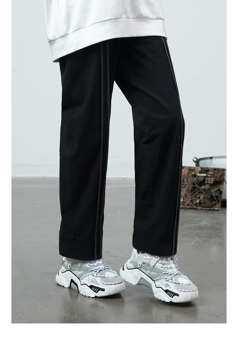 bosie裤子男2019冬季新品休闲裤设计师潮牌情侣款包边条撞色结构男裤