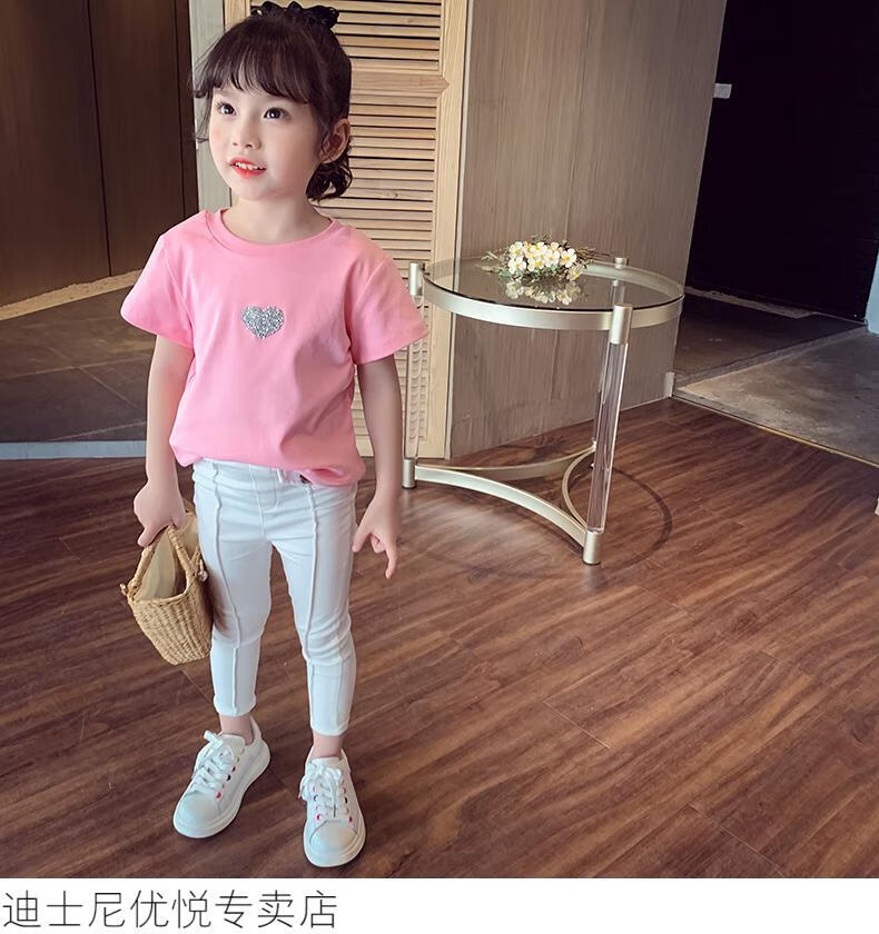 迪士尼官方同款小孩子夏天穿的女童短袖t恤夏装2022新款儿童网红上衣