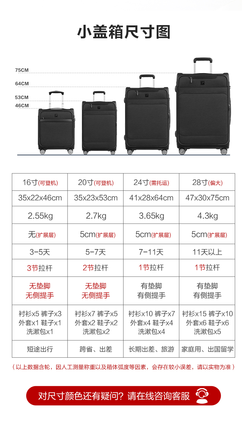 外交官牛津布拉杆箱同款牛津布行李箱男拉杆箱女20小型轻便登机箱24大