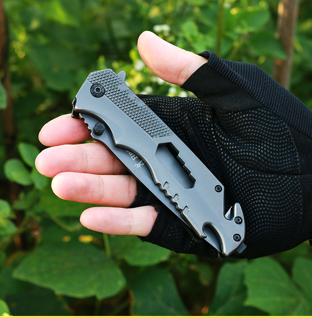 【精选好货】防身库刀防身户外小刀冷高硬度随身锋利瑞士 太空灰 套