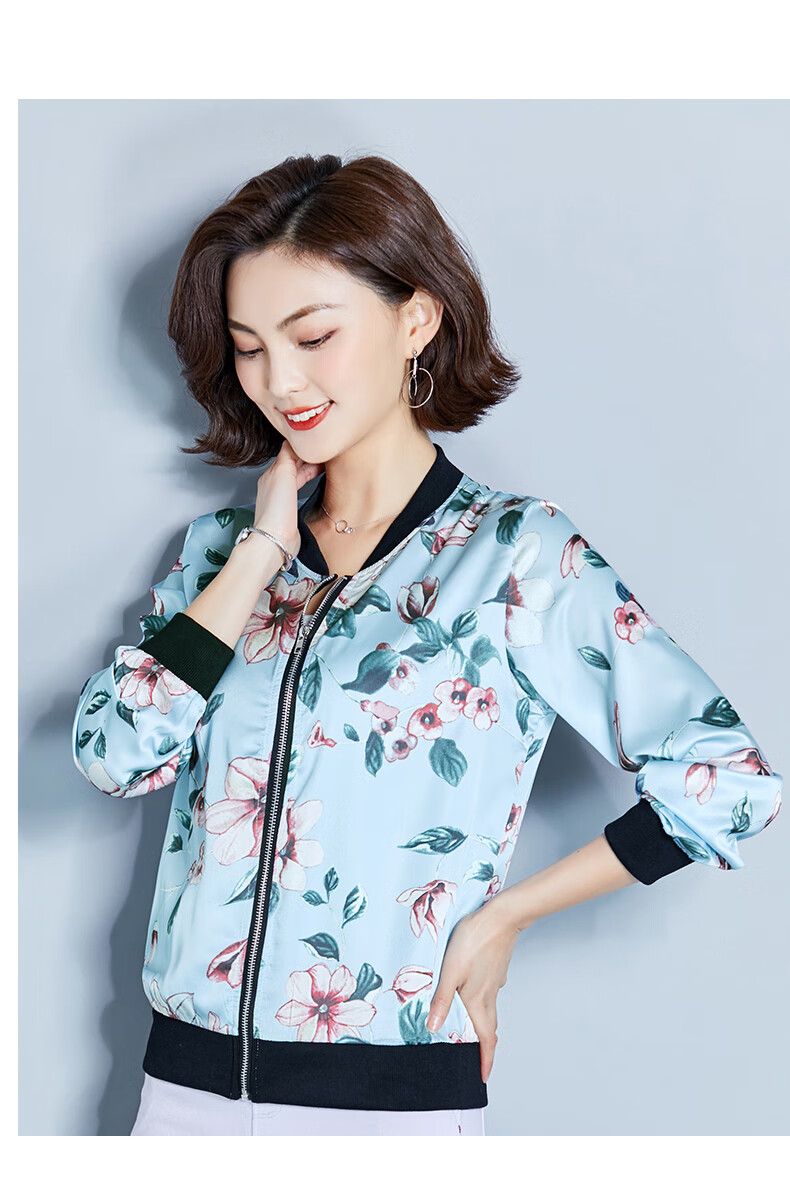 【美丽新风尚】2020夏装真丝小衫夹克上衣棒球服桑蚕丝女士春秋外套短