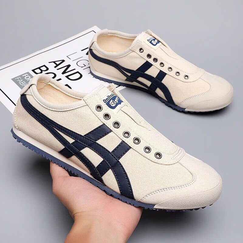 新款鬼冢虎tiger老虎鞋同款鞋冢小白鞋脚蹬情侣鞋男女运动板鞋头层