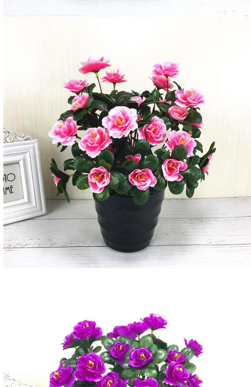 现货直发仿真杜鹃映山红假花绢花盆栽套装田园仿真花室外塑料花装饰花