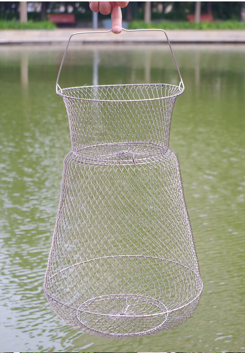 日本进口高端钢丝鱼护鱼篓网兜海钓装鱼螃蟹金属鱼笼速干便携渔网钓鱼