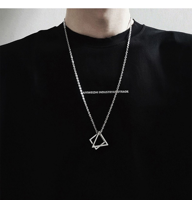 jicai几何项链男几何三角形方形颈饰潮酷项链男女毛衣链配饰韩版个性