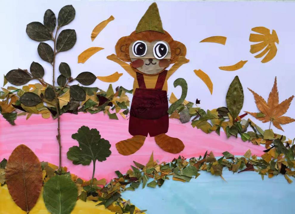 树叶画手工贴画三年级 树叶贴画幼儿园手工活动材料包小学生参赛作业