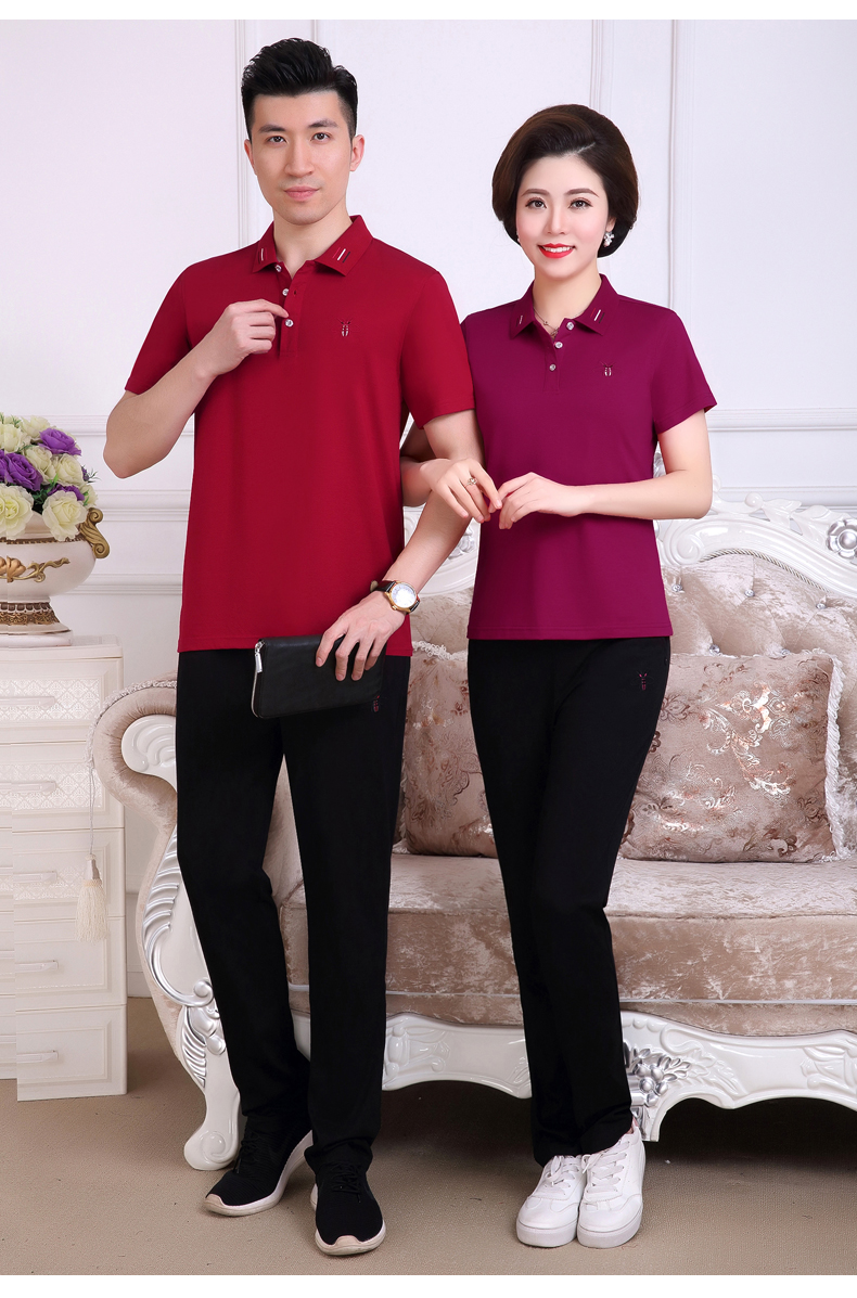 中老年短袖运动套装夏季中老年情侣运动套装男短袖中年人爸爸妈妈装