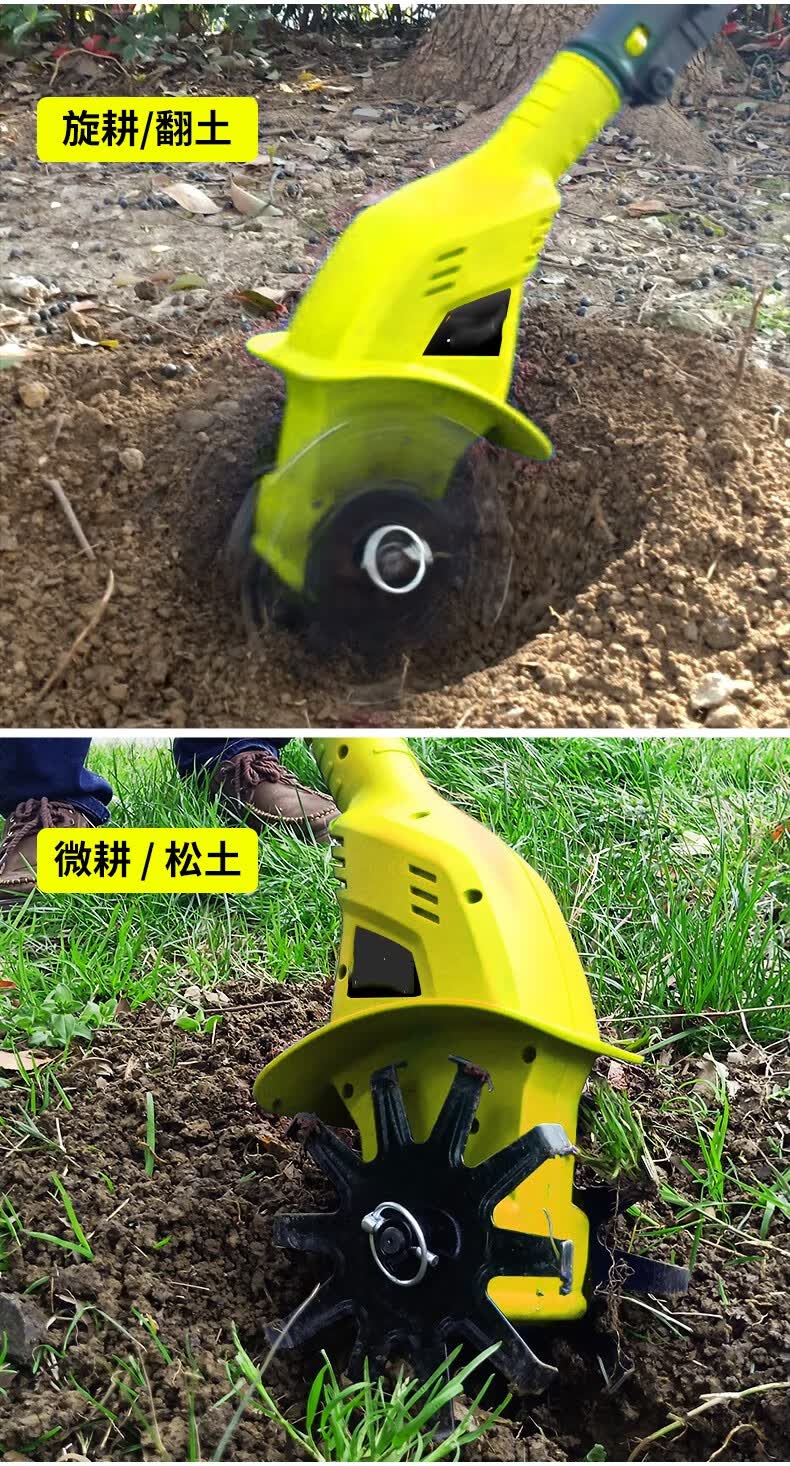 手持锂电微耕机松土机农用翻土机小型家用电动锄头旋耕机无线锂电
