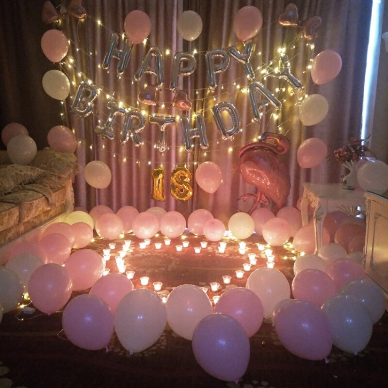 生日 气球 生日布置气球生日趴气球布置套餐派对ktv 酒店背景墙高端