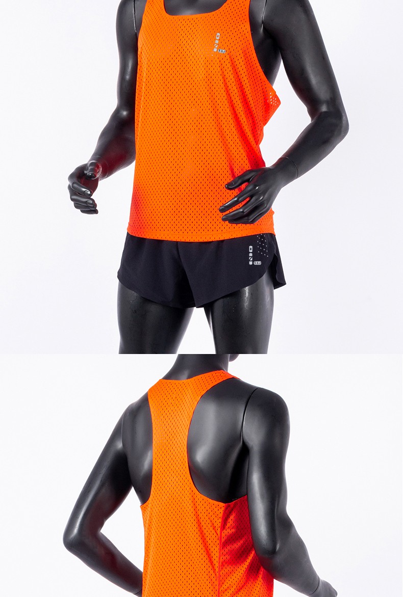 纯色背心夏季零阻力马拉松夏季男风洞竞速快干 田径跑步背心 桔色 s