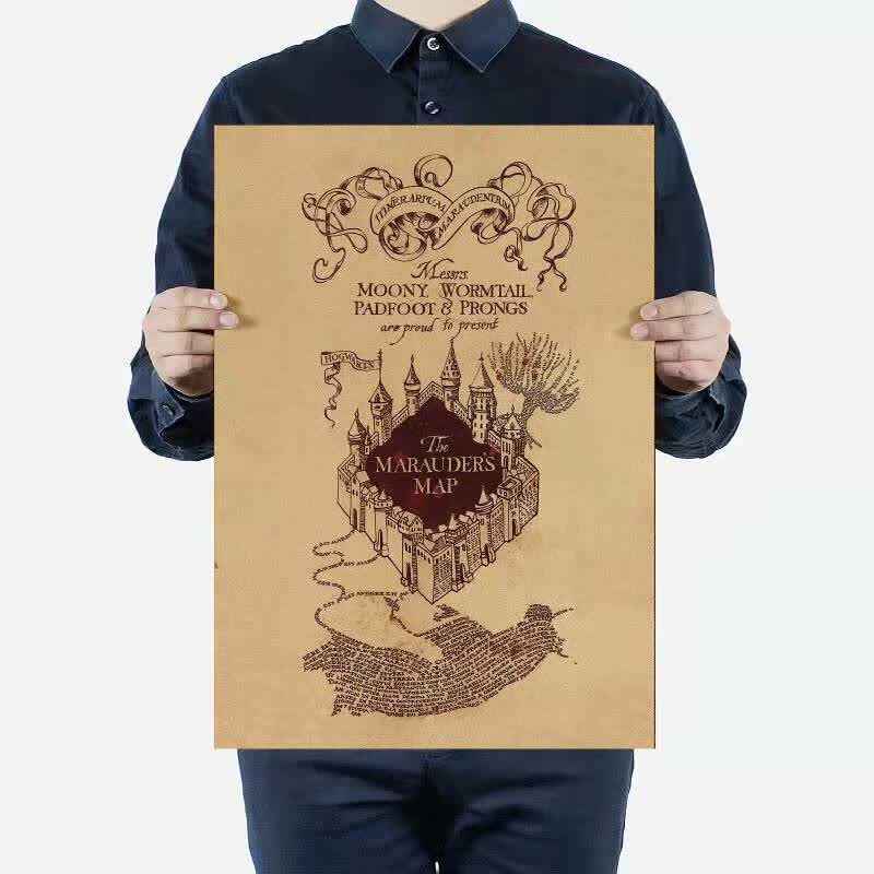 哈利波特海报jk罗琳复古怀旧纪念画报牛皮纸贴画酒吧咖啡馆装饰画创意
