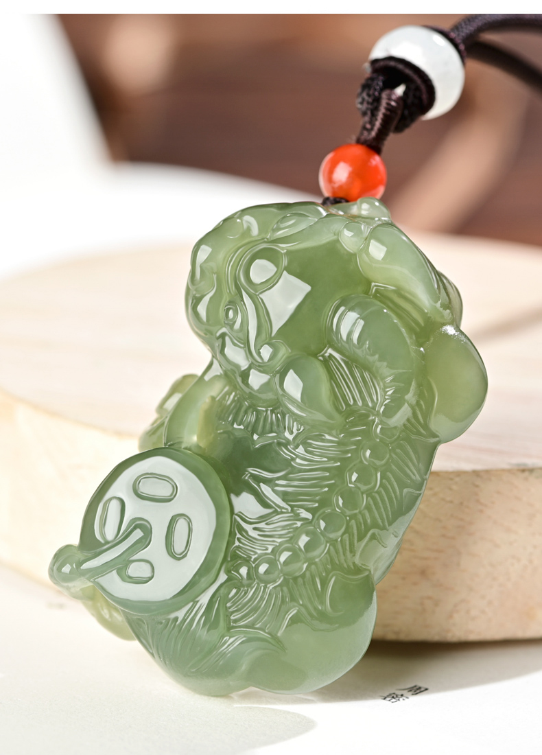 墨韵新疆和田玉貔貅吊坠原石玉器挂件男女玉佩项链霸王皮丘转运貔貅头