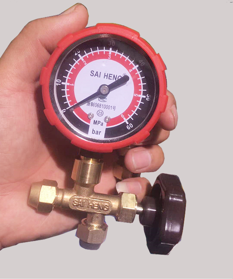 冰箱维修用压力表中央空调工程加氟压力表氮气打压表保压表三通阀