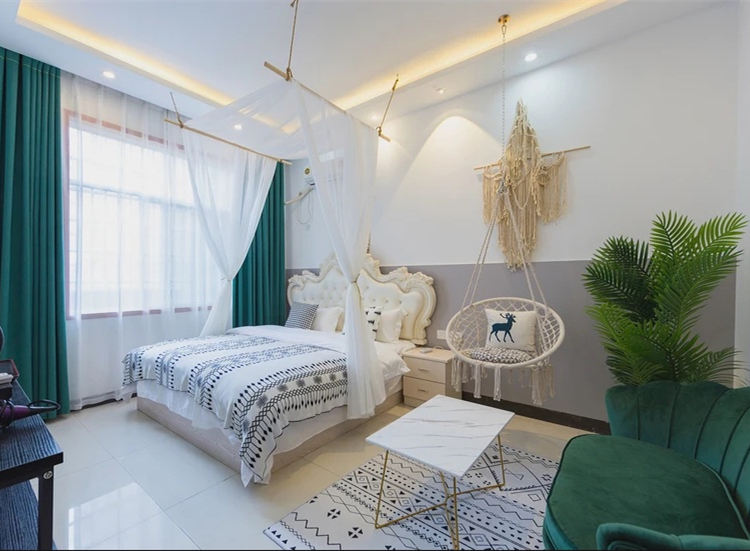 2022新款床头纱幔东南亚风客栈民宿床幔纱幔中式四柱架子床防尘搭纱