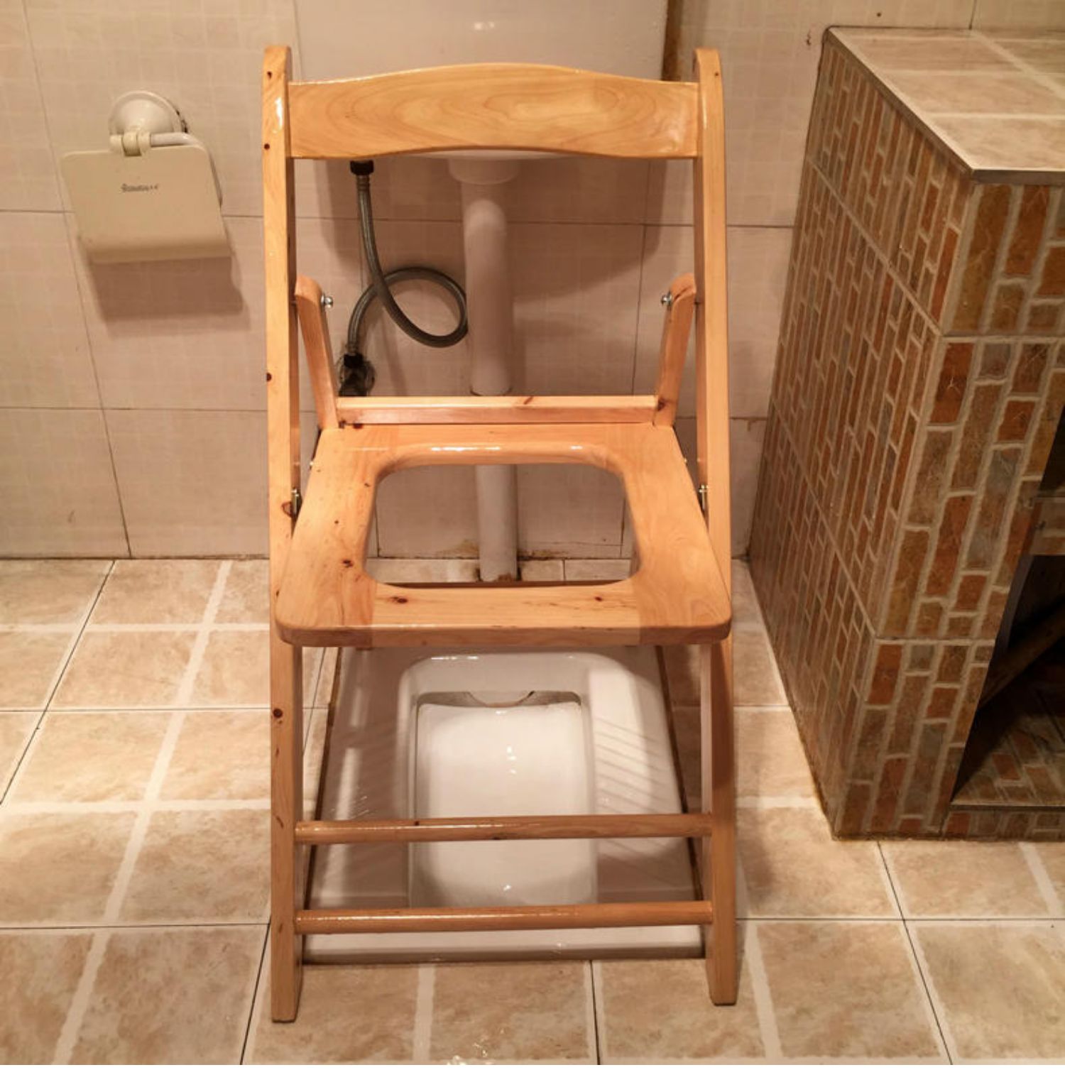 实柏木头折叠移动坐便器便凳老人坐便椅子孕妇大便厕所椅洗澡凳免安装