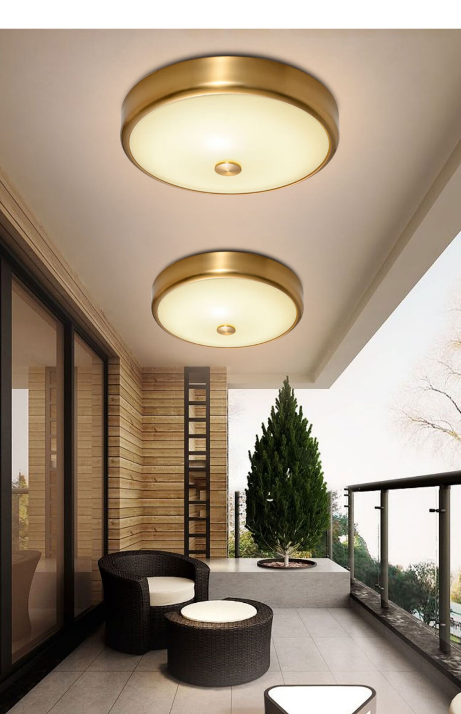 别墅大门口灯户外大门室外新中式阳台吸顶灯玻璃灯罩面户外防虫防水