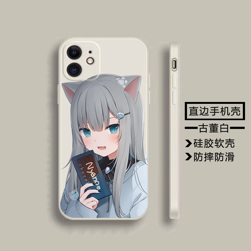 猫羽雫猫娘苹果13复古直边手机壳67/8plus/11pro软xsmax/iphone12 m