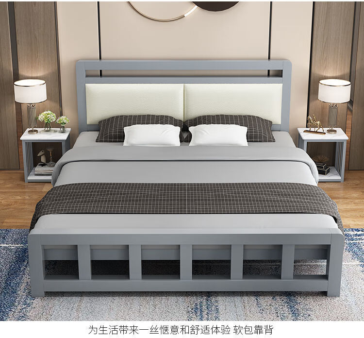 铁艺床欧式加厚加固不锈钢双人床屋简易铁床现代轻奢不锈钢床灰色床架