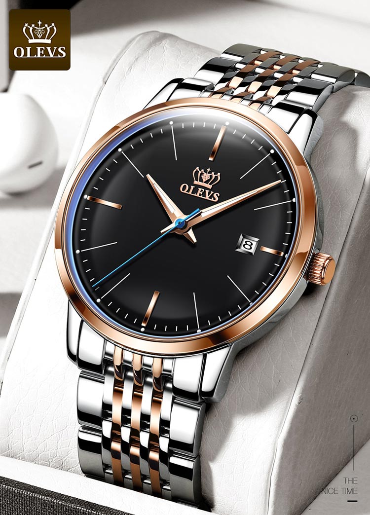 欧利时olevs手表男全自动机械表潮流夜光男士手表防水商务休闲精钢男