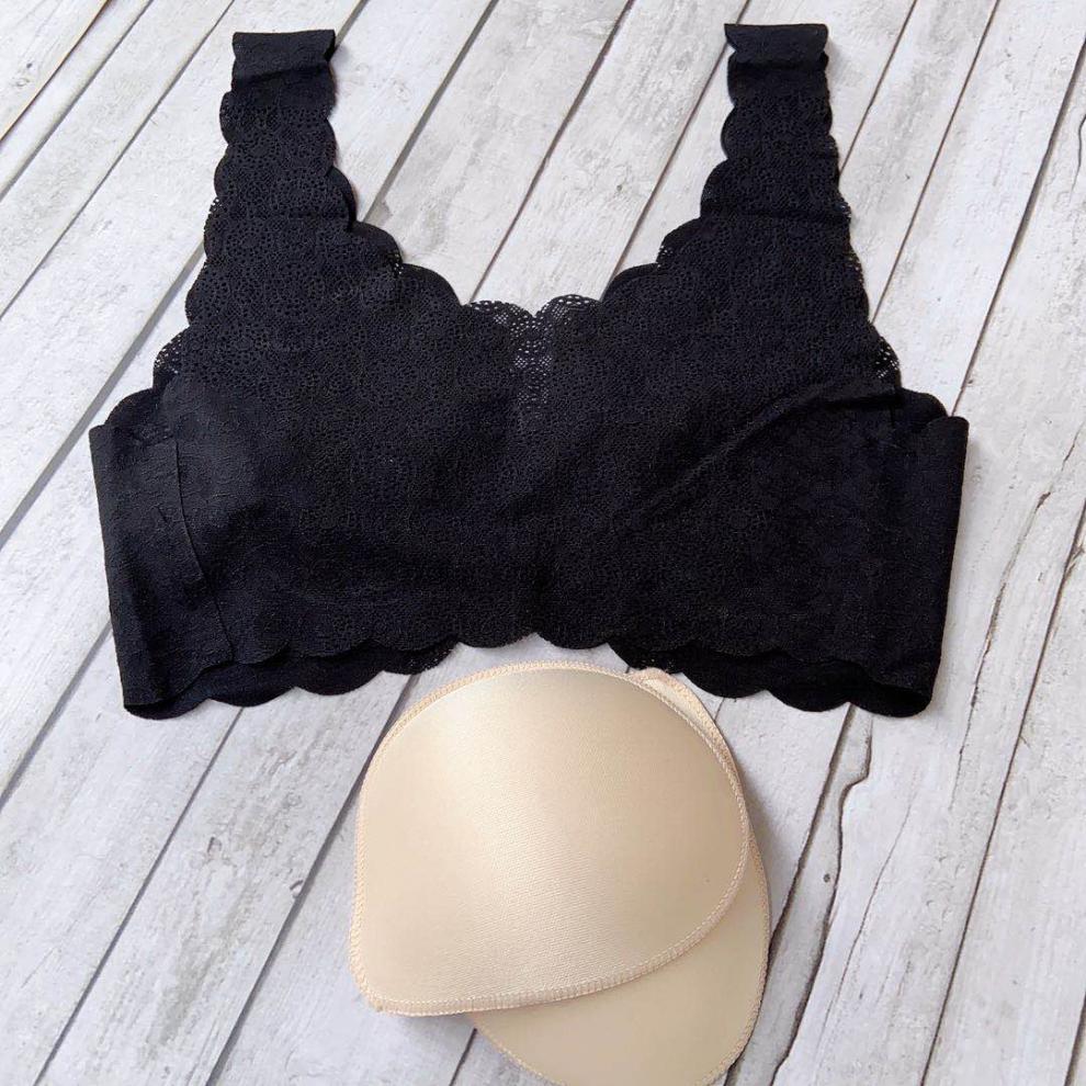 黛安黑色芬sloggi无痕无钢圈蕾丝内衣v领轻薄文胸 舒适内衣 粉色 s