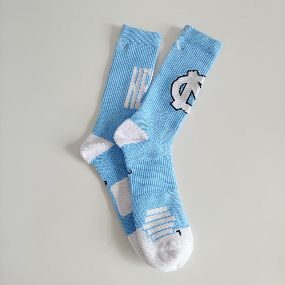 北卡篮球袜大学毛巾底球员版训练球袜nba高筒21新款篮球袜青色l