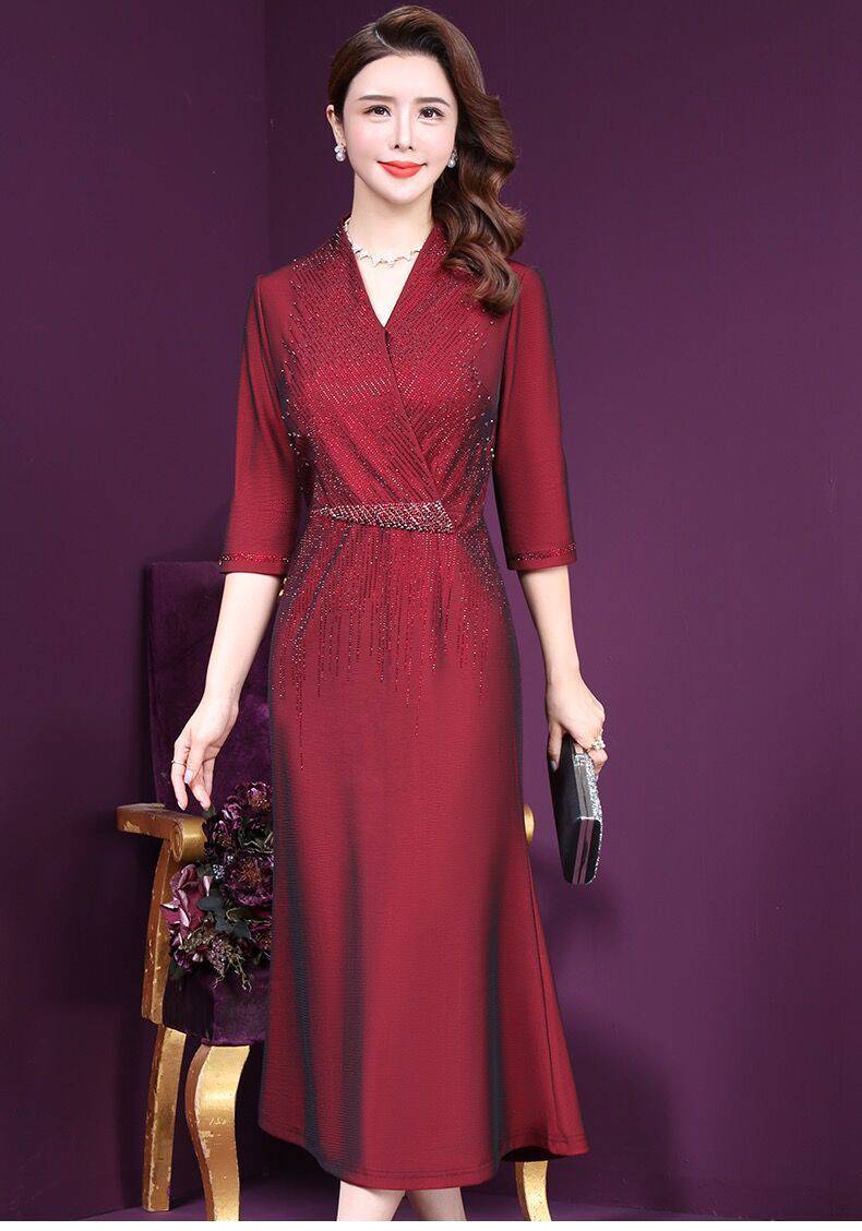 礼服高贵洋气参加结婚礼婚礼妈妈装连衣裙春女士女装春秋款秋装减龄