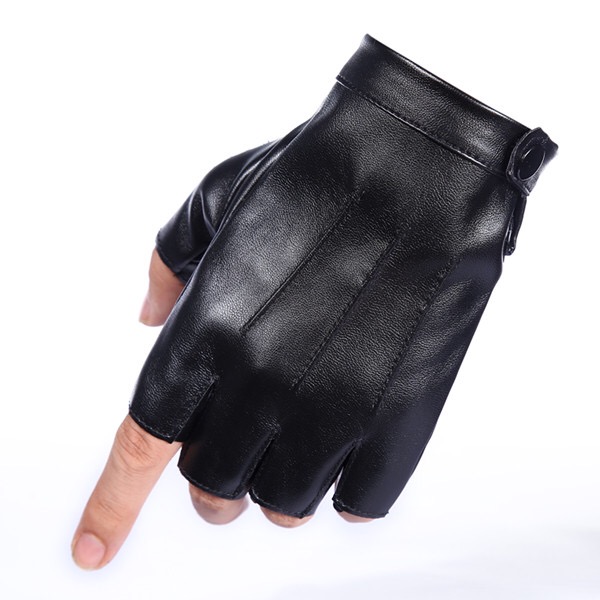真皮手套半指手套男 韩版学生骑行防滑骑行战术开车半截皮手套男 进口
