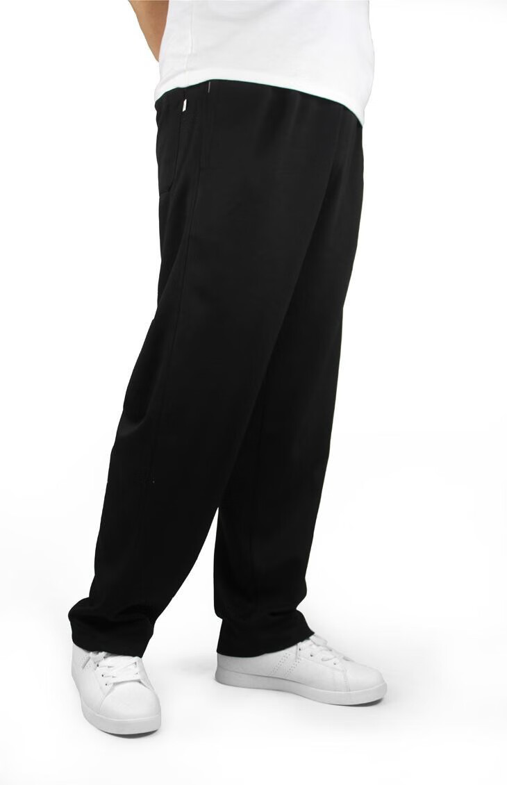 胖人宽大裤脚加宽卫裤男运动裤宽松加肥佬针织直筒裤加大码长裤腿粗 