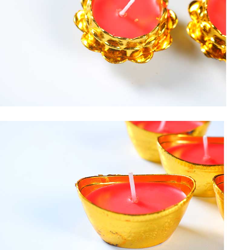 祭祖蜡烛元宝供佛蜡烛家用莲花荷花圆形无烟酥油灯祭祀红色拜神小香烛