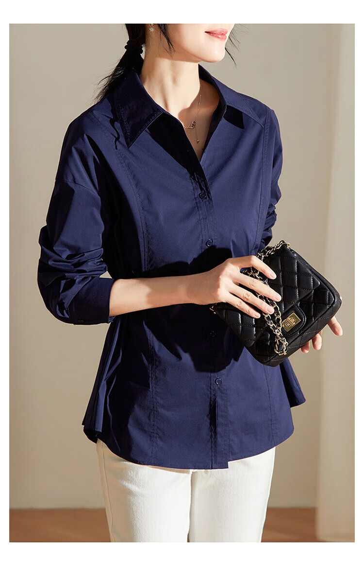 (yerad)娅丽达白色衬衫女2022年秋季新款气质设计感收腰上衣女士衬衣