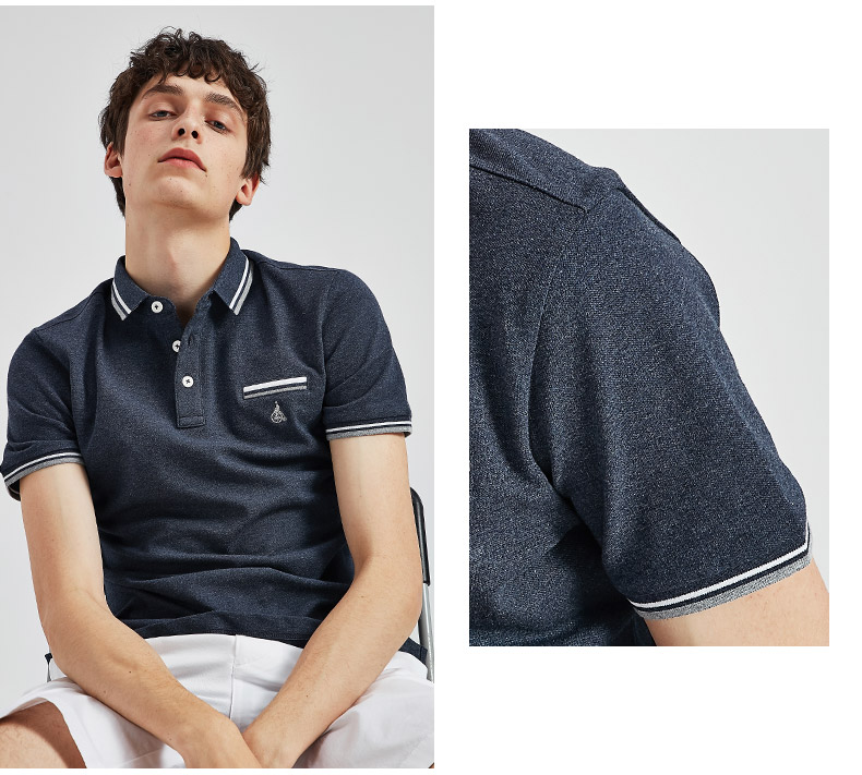 beanpole滨波 春季新品男士休闲短袖t恤polo衫 天蓝色