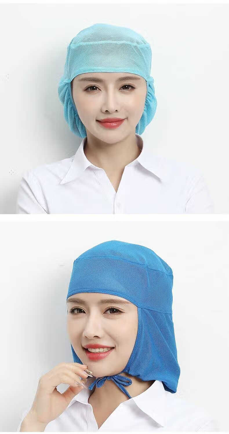 青衣麻相网帽透气包头车间食品帽子发落发电子厂发网帽白色系带款可