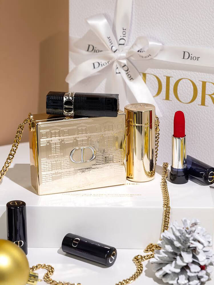 迪奥(dior) 限量金色口红套装包丝绒999/862哑光858送女友送老婆 小金