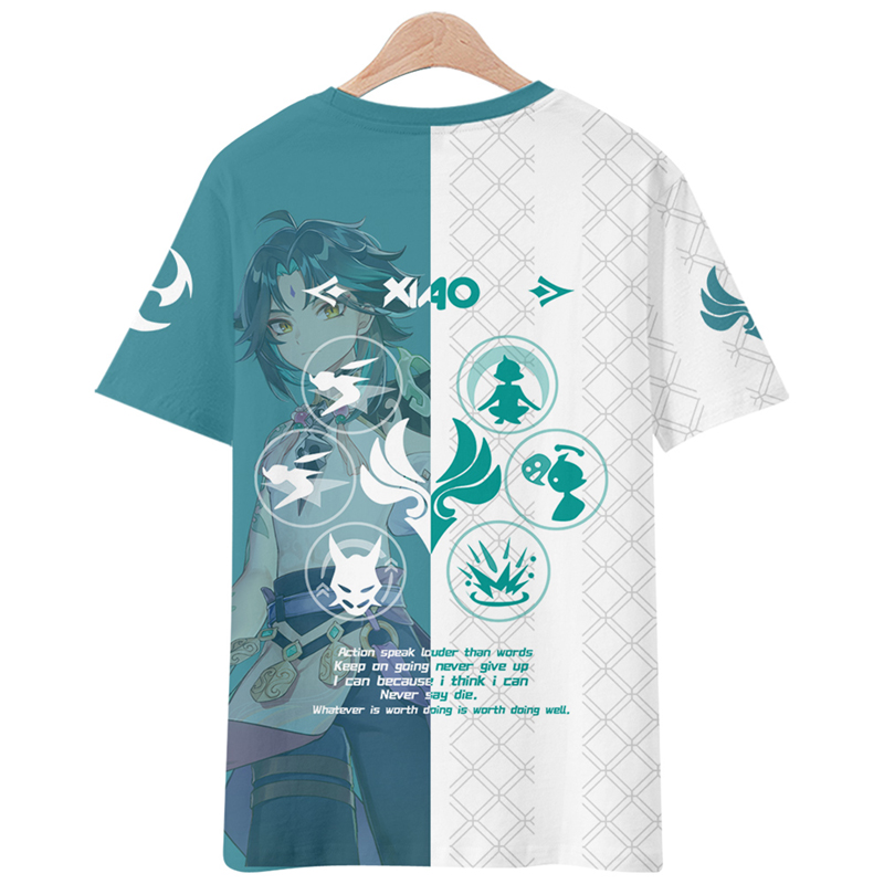 定制款动漫原神t恤短袖护法夜叉大将魈全彩痛衣夏季二次元周边套装