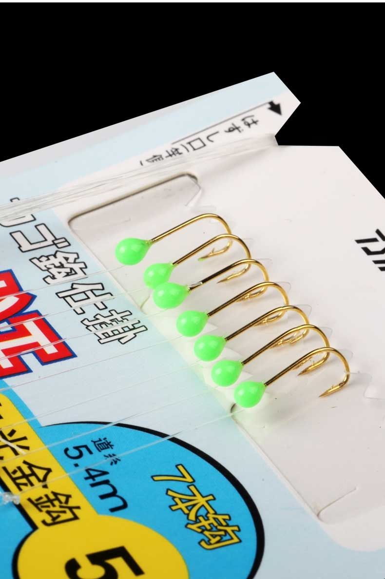 七星钩白条串钩白条串钩线组七星钩钓组白光金钩7钩带笼子钓笼钩白条