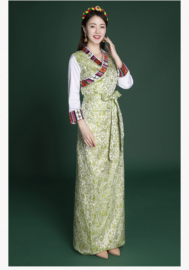 新款藏族藏式民族风西藏服装女拉萨旅拍氆氇花边藏袍博拉锅庄舞裙