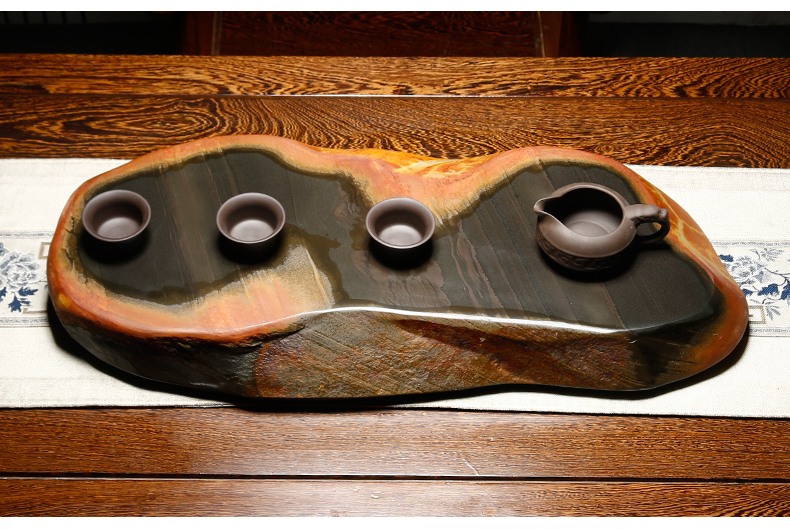 茶盘石头玉带石歙砚天然玉带原石头茶盘大号茶台家用干泡台胜端砚茶盘