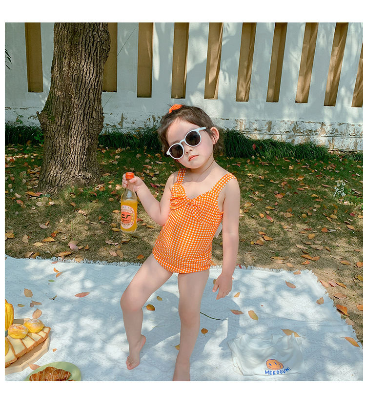 儿童一体式泳衣套装2021夏款女宝宝可爱比基尼三角式泳装两件套潮商涵