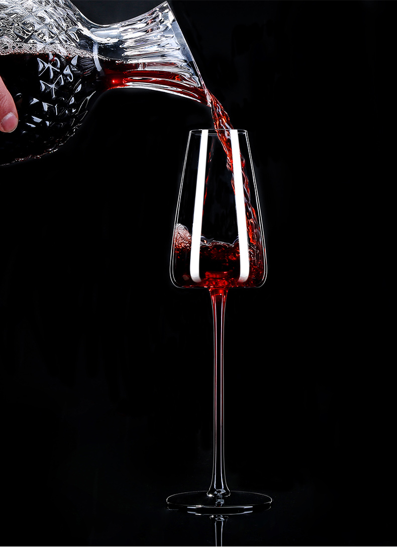 黑领结红酒杯醒酒器家用套装勃艮第杯水晶玻璃葡萄酒具550ml红杆水晶