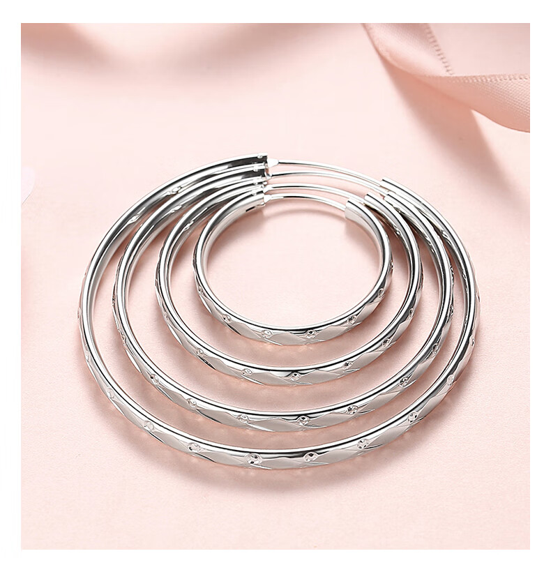 老凤祥款式 999足银圈圈耳环女大圈999纯银耳圈圆圈耳饰2022年新款潮