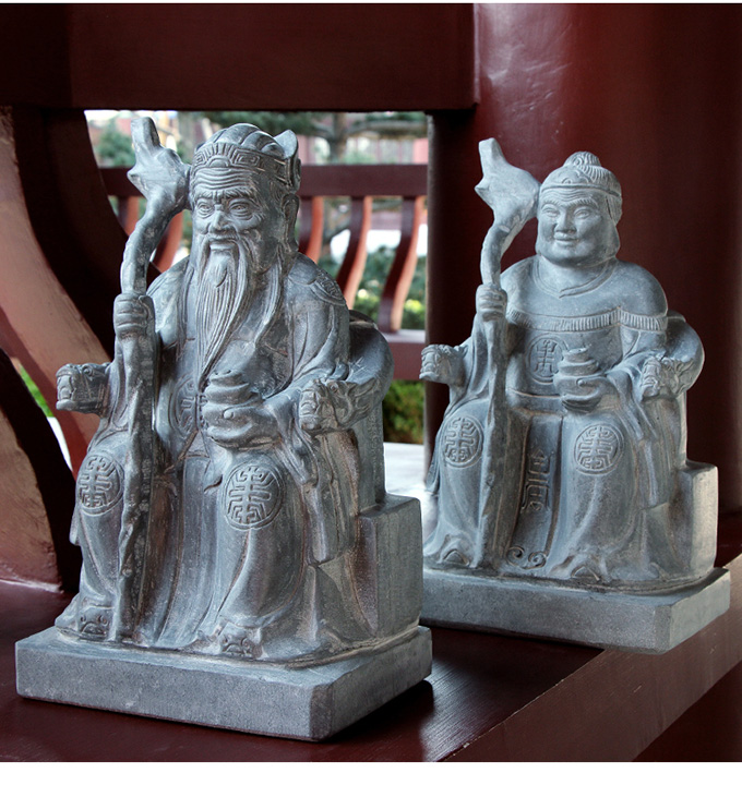 石雕土地公土地婆神像土地爷土地奶山神福德正神石头青石摆件 土地公