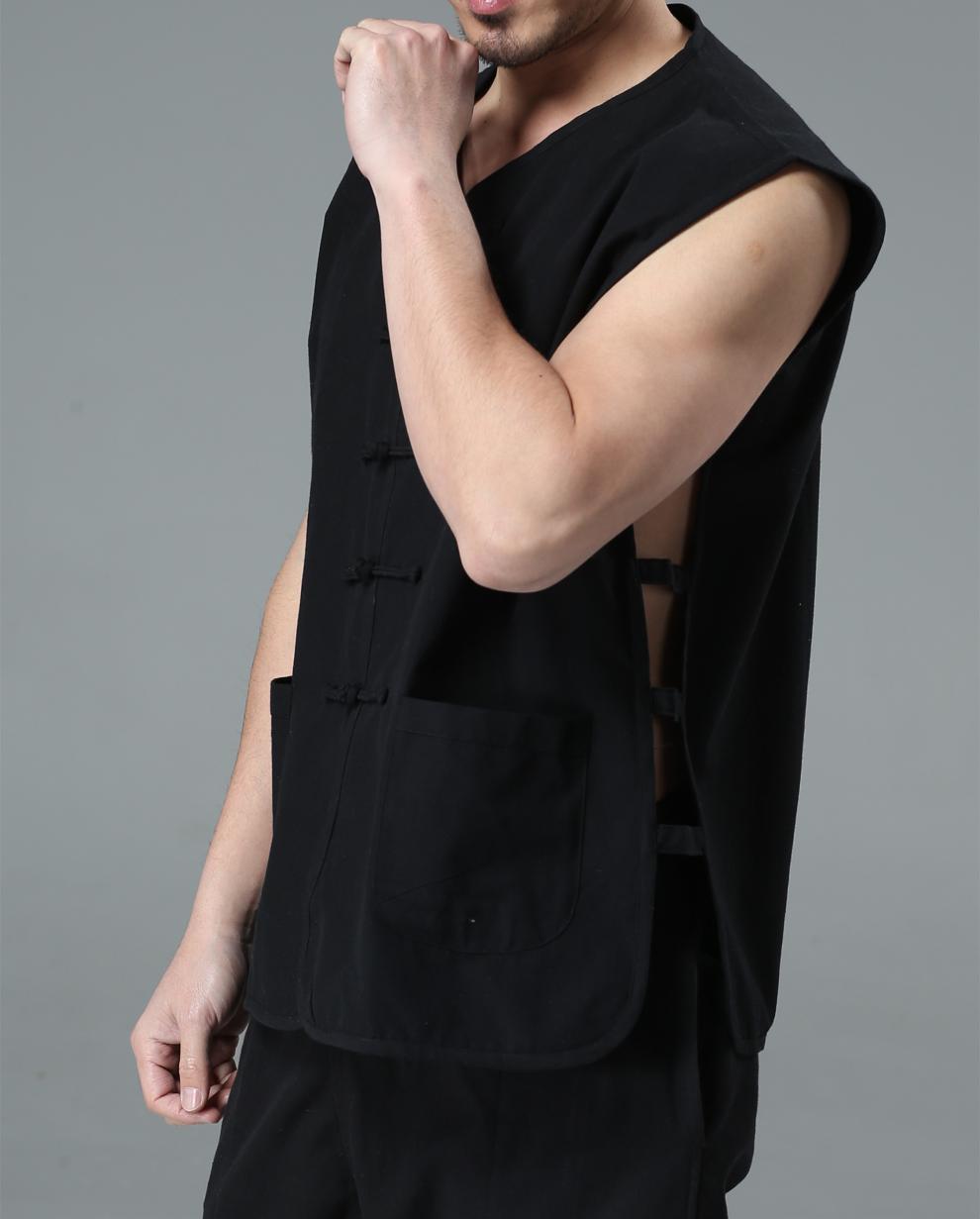 【民国风男装】纯棉中国风马甲马褂夏季坎肩宽松背心汗衫 酒红色 165