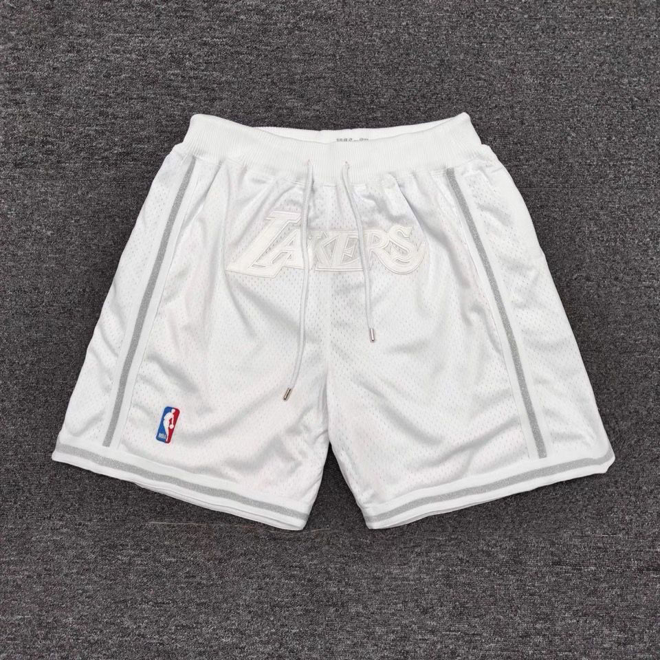 白色湖人justdon复古篮球裤刺绣潮牌运动裤球裤 湖人白色(刺绣透气)