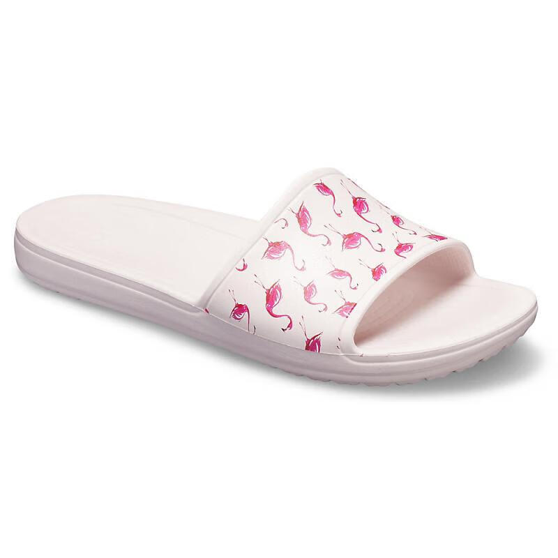 crocs/卡洛驰女拖鞋夏季粉红碎花平跟时尚百搭 flamingo/barely pink
