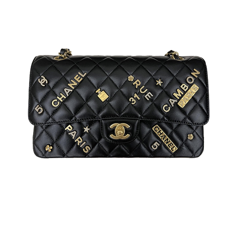 chanel香奈儿女包cf系列菱格纹小羊皮金扣徽章包斜挎包单肩包a01112b