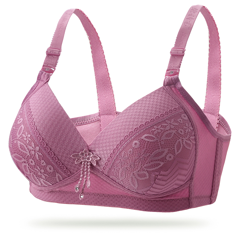 中年妈妈文胸四排扣无钢圈透气胸衣中内衣女 黑色 40/90bc